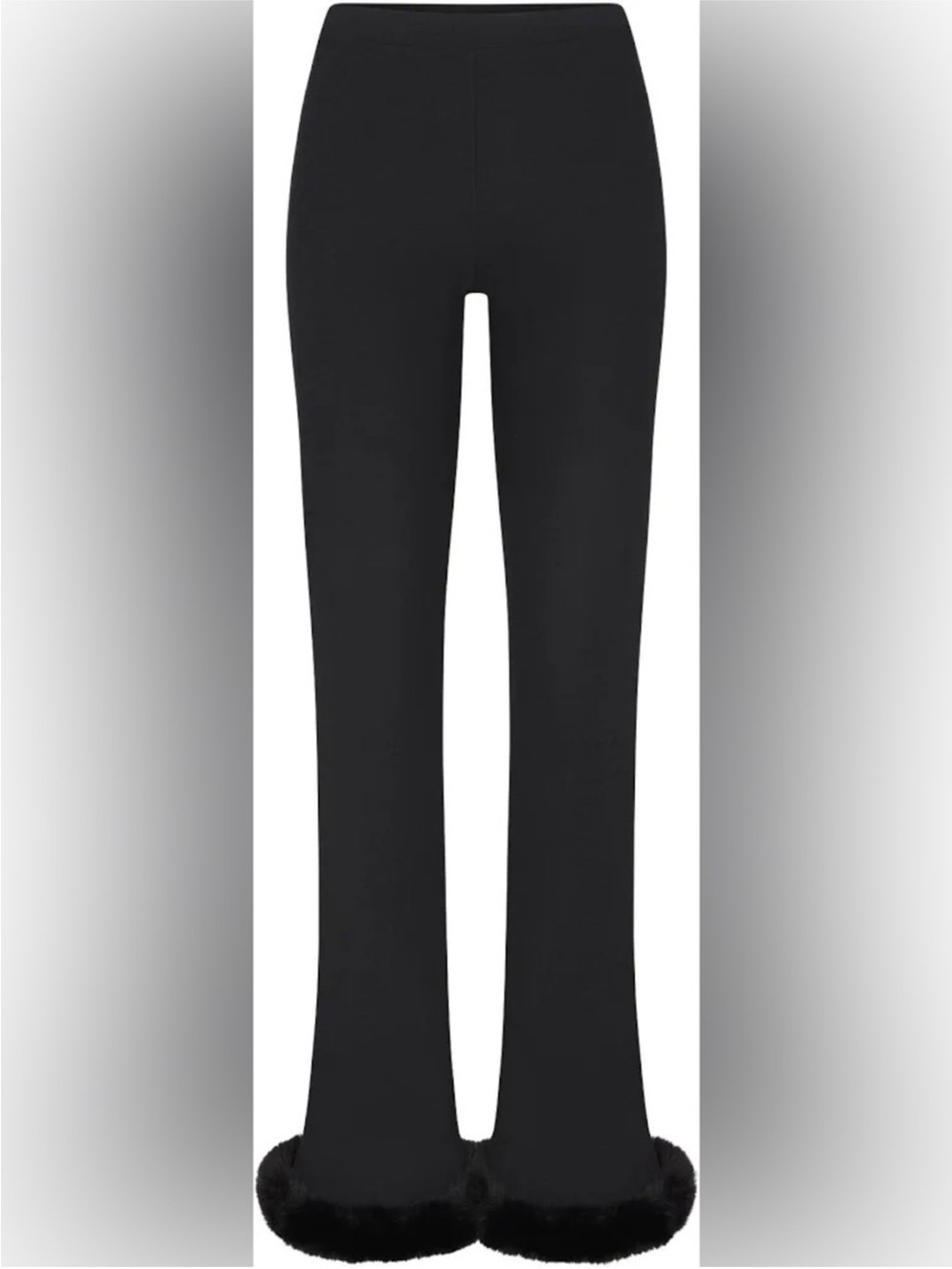 NWT SKIMS Cloud Fur Trim Black Onyx Flare Pants Faux Fur Sz M